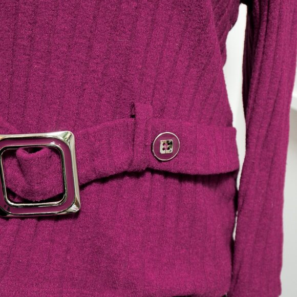 Fuchsia Belted Off the Shoulder Sweater 🍇 FRANK LYMAN - Picture 4 of 8